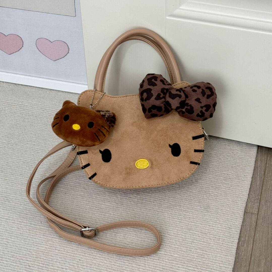HK Shaped Brown Suede Tote Bag Handbag With HK Charm 01251014