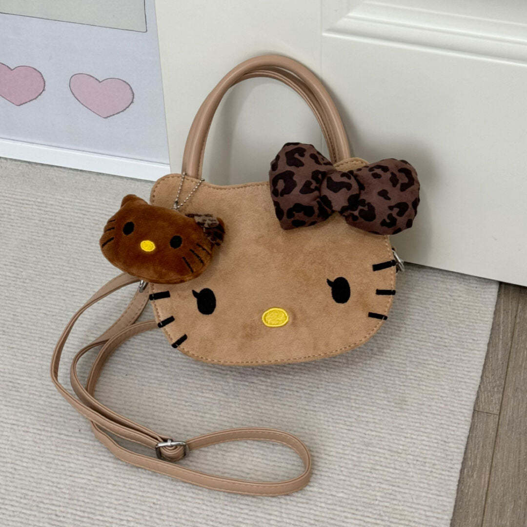 HK Shaped Brown Suede Tote Bag Handbag With HK Charm 01251014