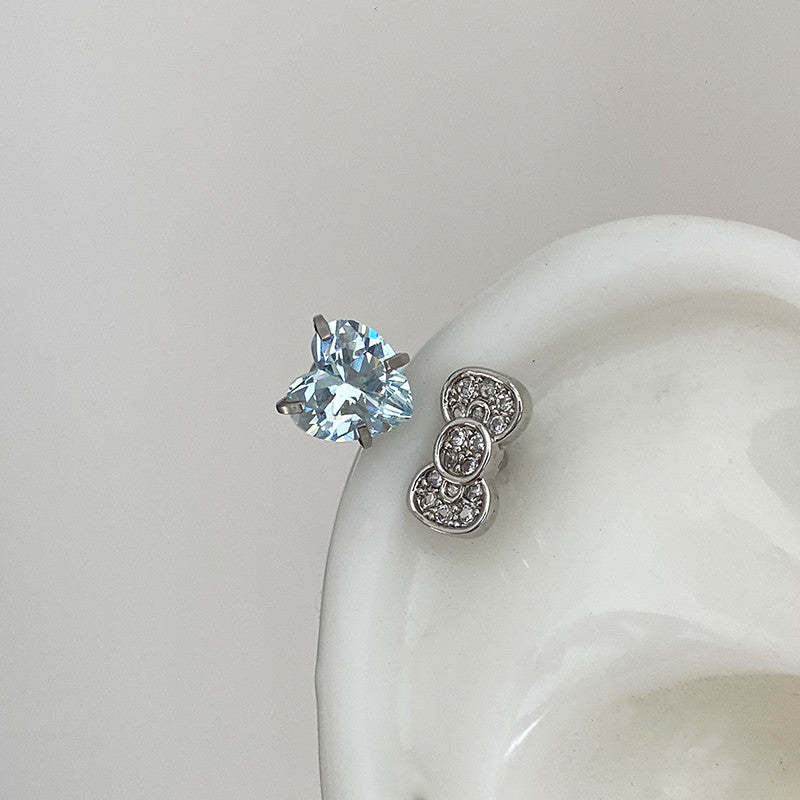 Rhinestone Bow Heart HK Helix Earrings