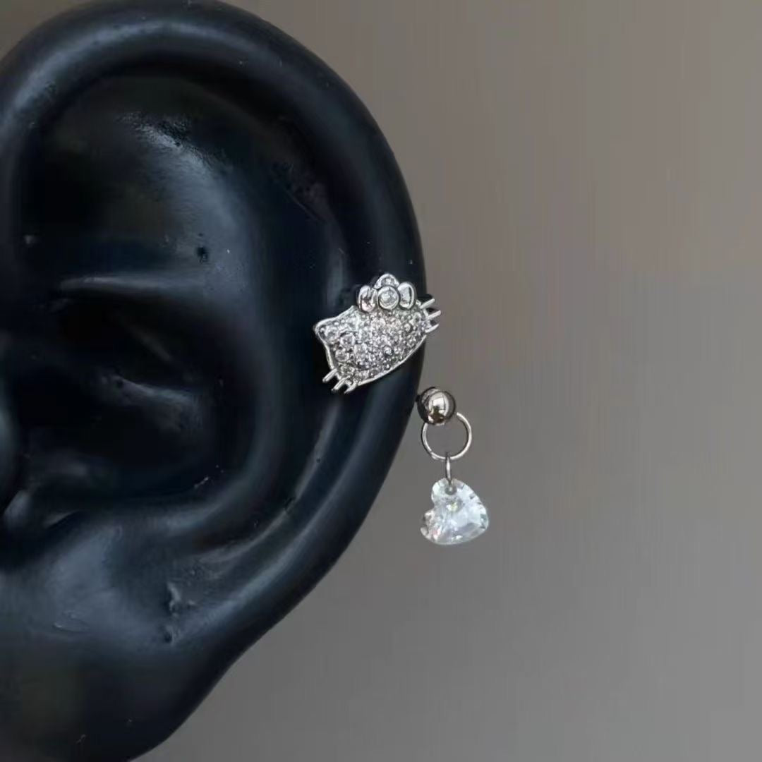 HK silver Rhinestone Helix Earrings