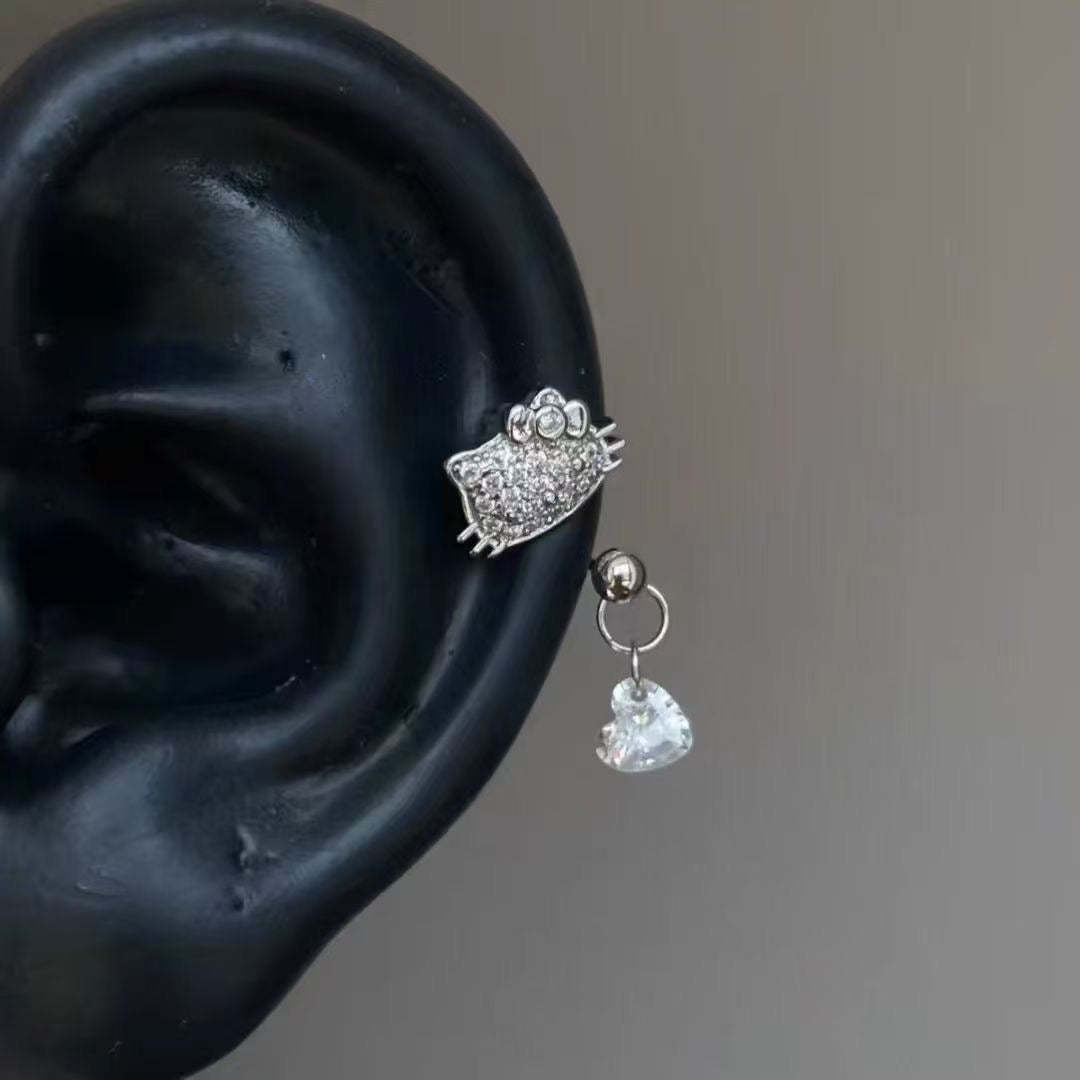HK silver Rhinestone Helix Earrings