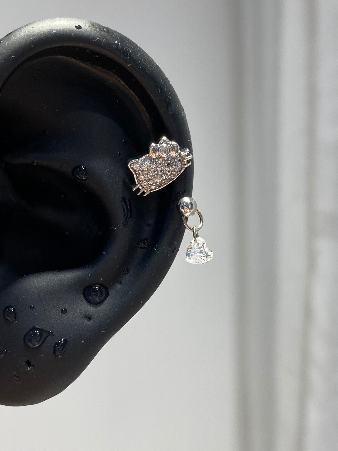 HK silver Rhinestone Helix Earrings