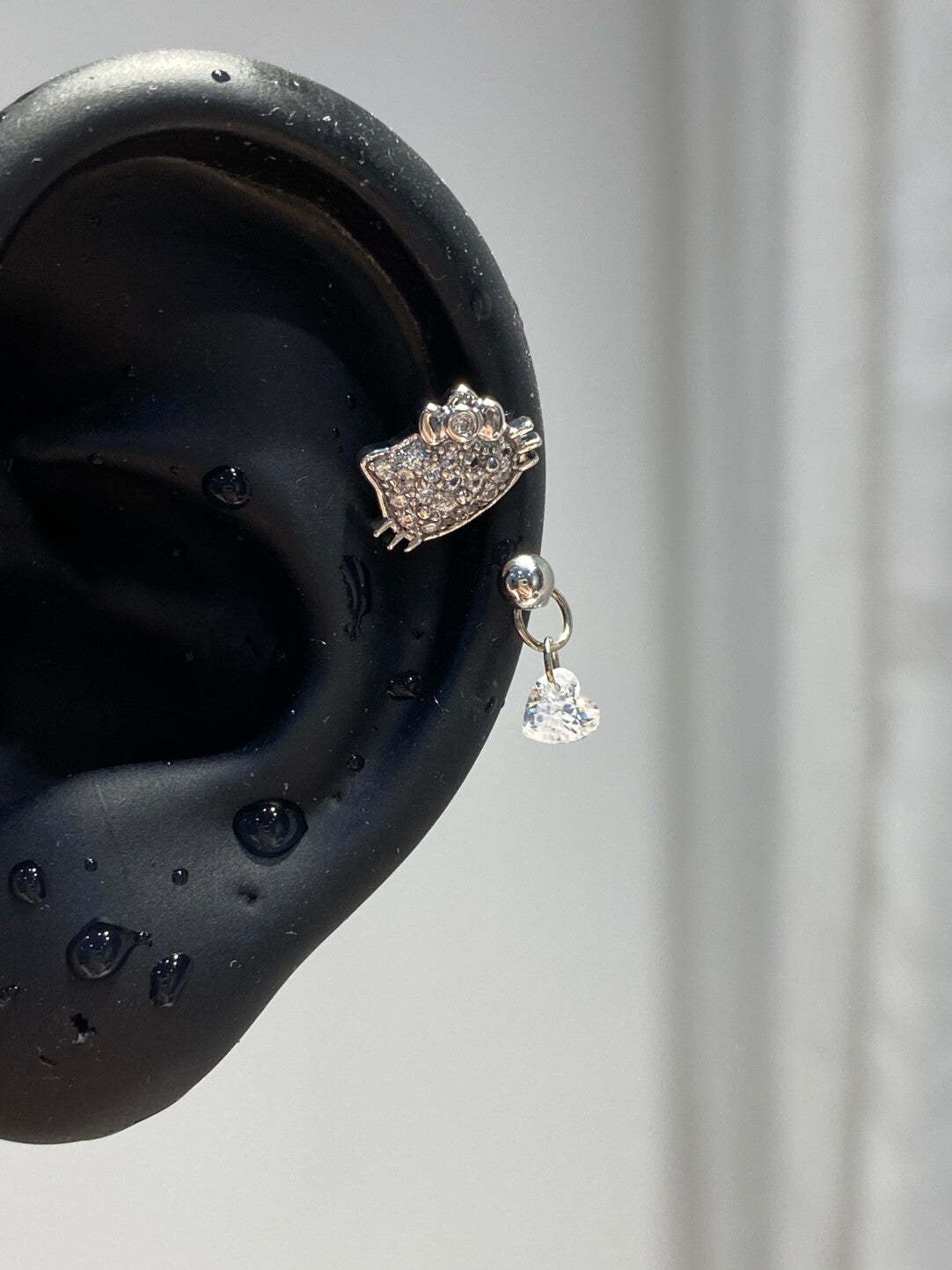 HK silver Rhinestone Helix Earrings