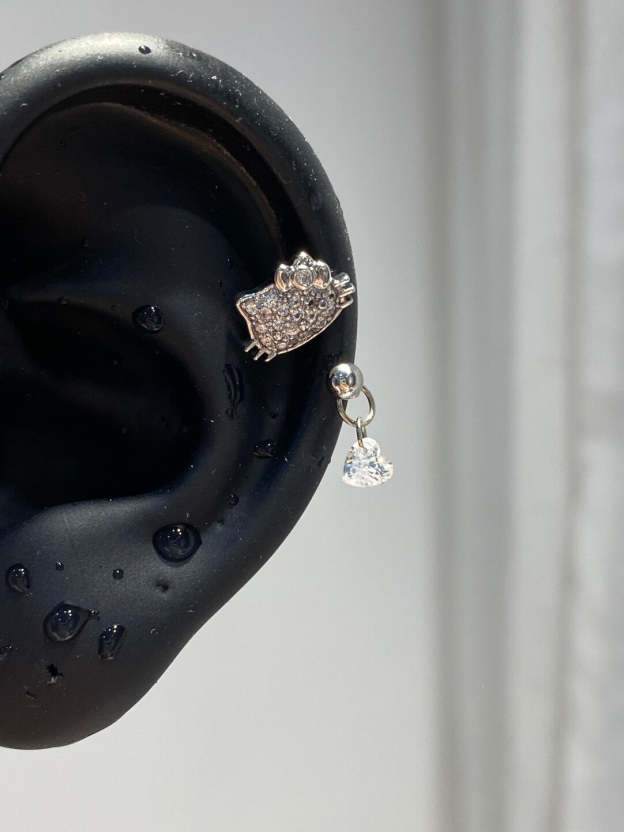 HK silver Rhinestone Helix Earrings