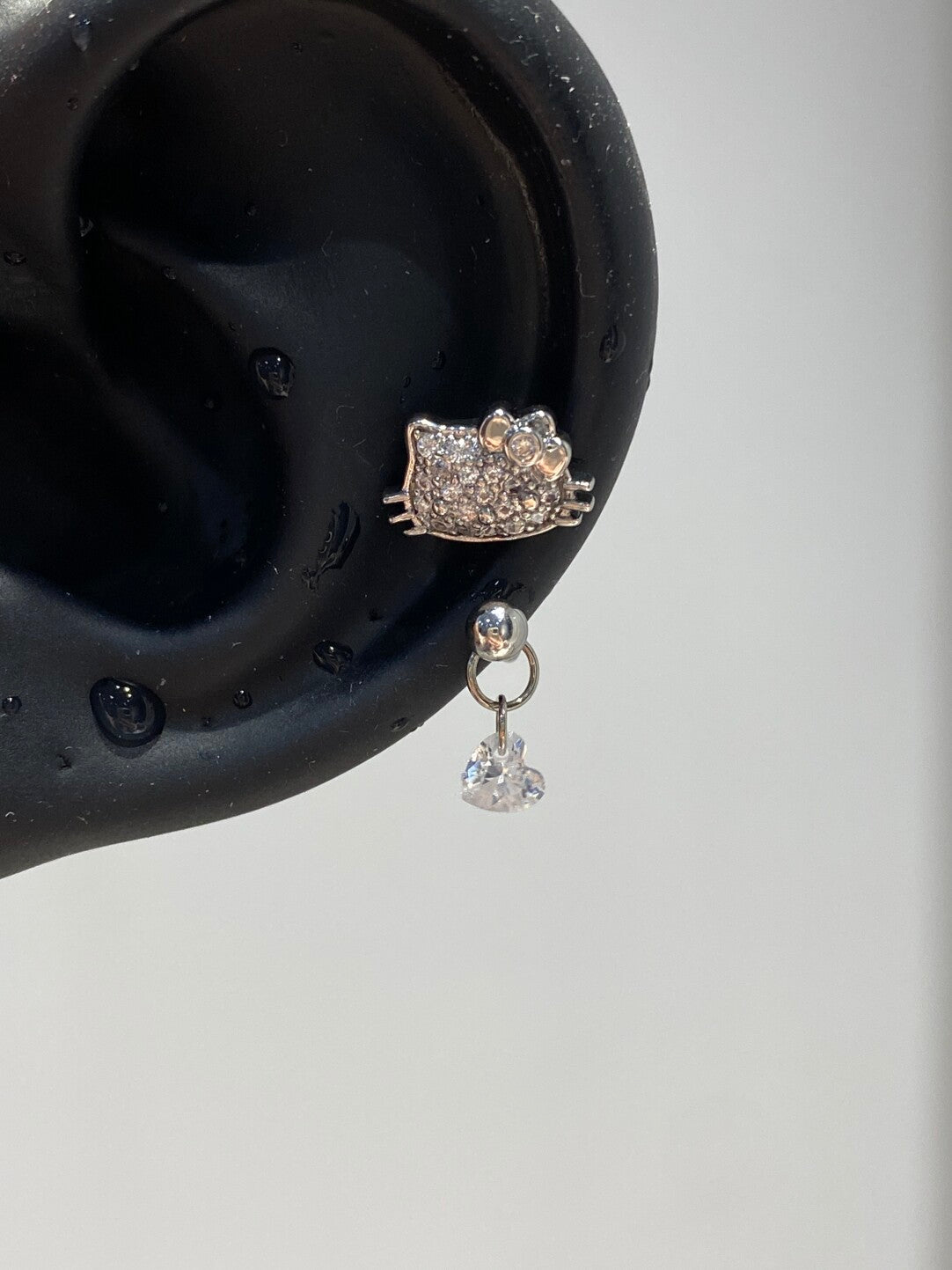 HK silver Rhinestone Helix Earrings