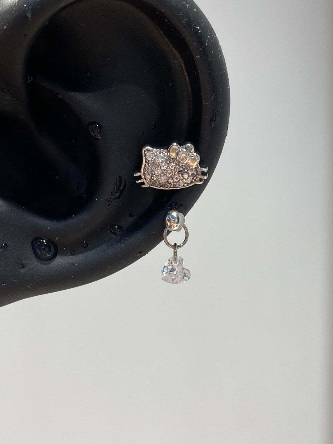 HK silver Rhinestone Helix Earrings