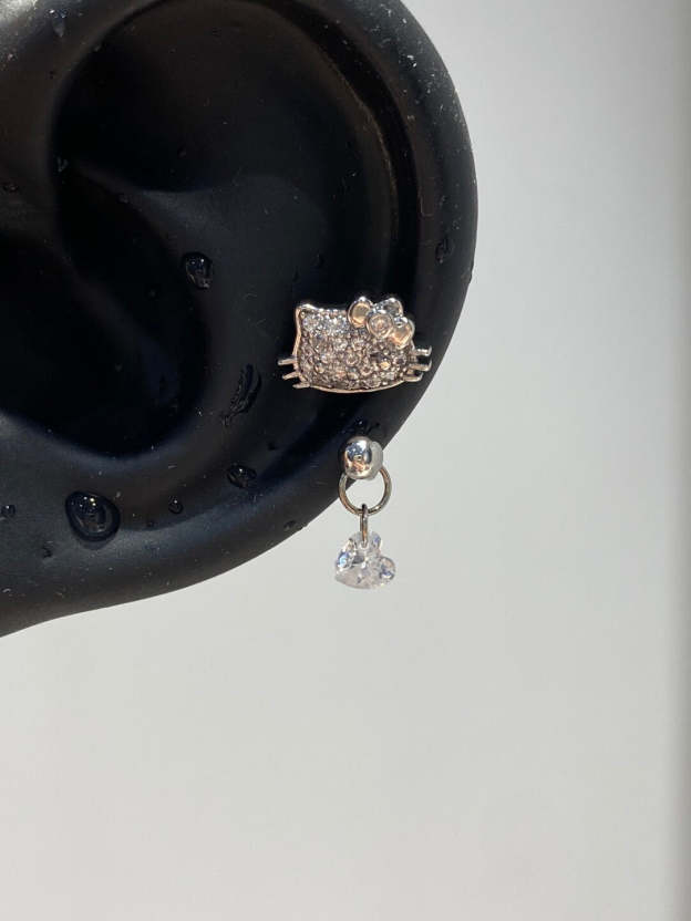 HK silver Rhinestone Helix Earrings