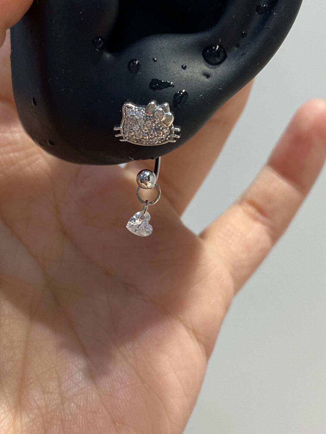 HK silver Rhinestone Helix Earrings