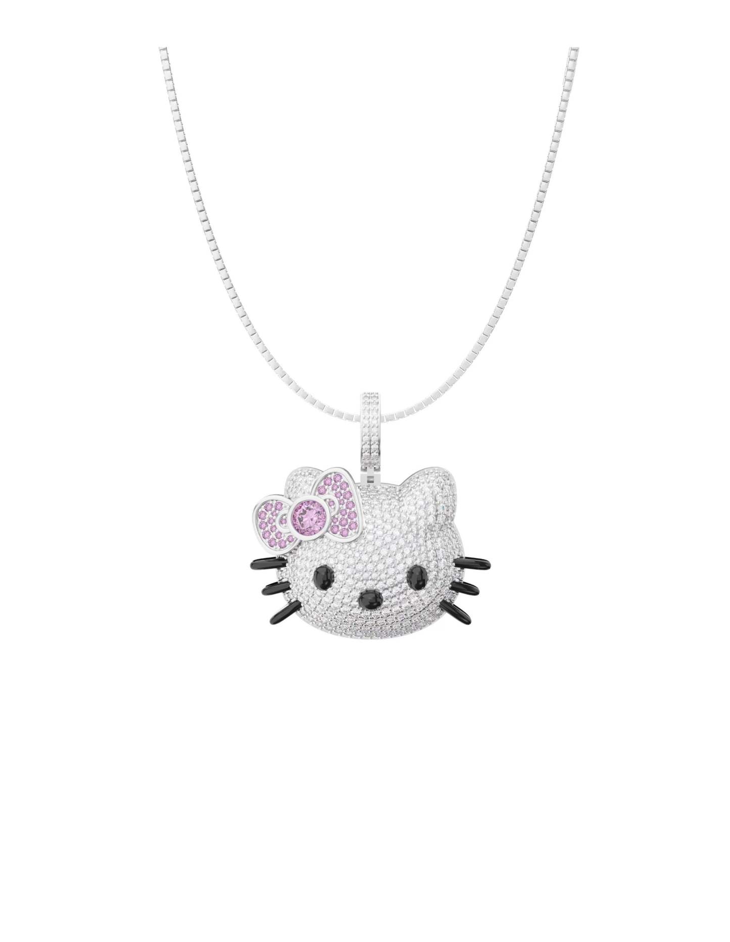 HK Sparkly Necklace Shiny Rhinestone Chunky Chain Necklace Punk Rock Style Costume Jewelry