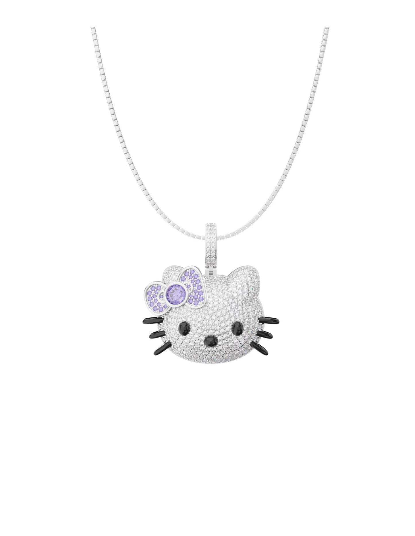 HK Sparkly Necklace Shiny Rhinestone Chunky Chain Necklace Punk Rock Style Costume Jewelry