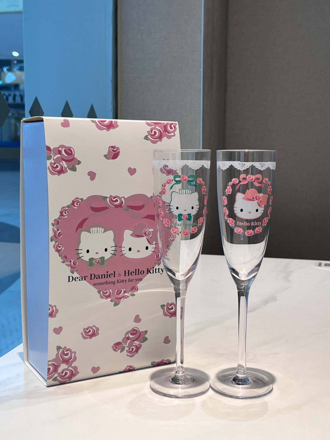 H Champagne Flute Set His and Hers Wedding Toasting Glasses Tall