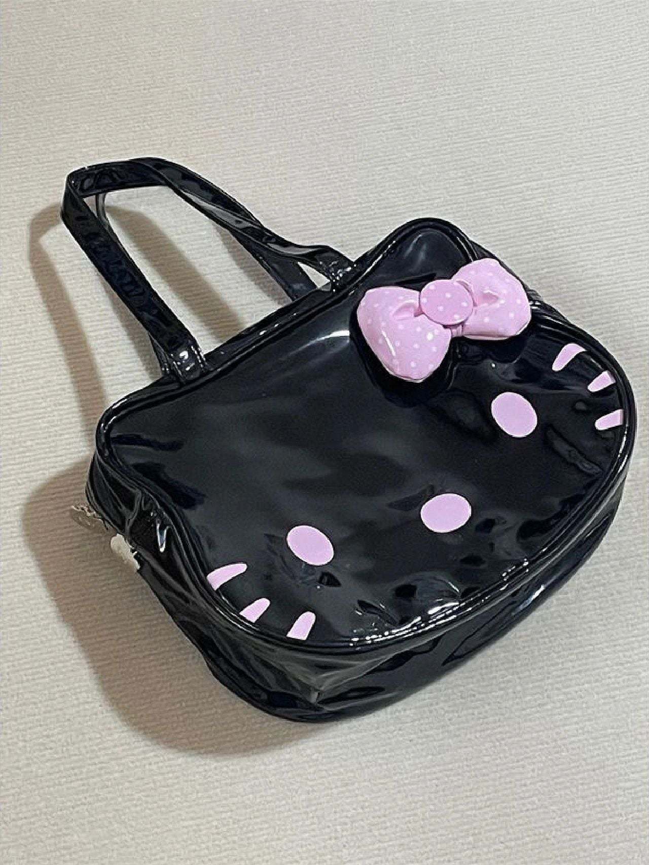  One shoulder bow PU leather High Capacity Retro Classic Cartoon tote bag-cutelalaco