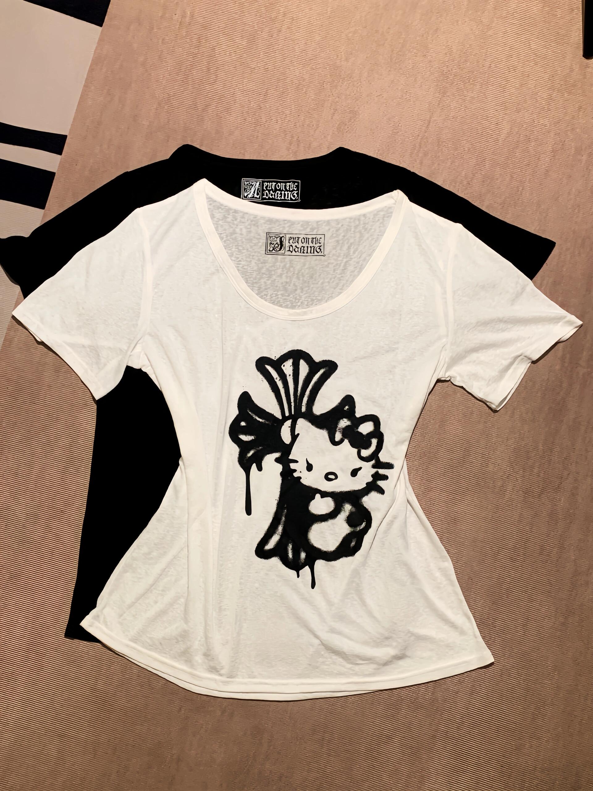 HK Crucifixion Women's Summer Tops - Trendy Short Sleeve Crewneck Tee-cutelalaco