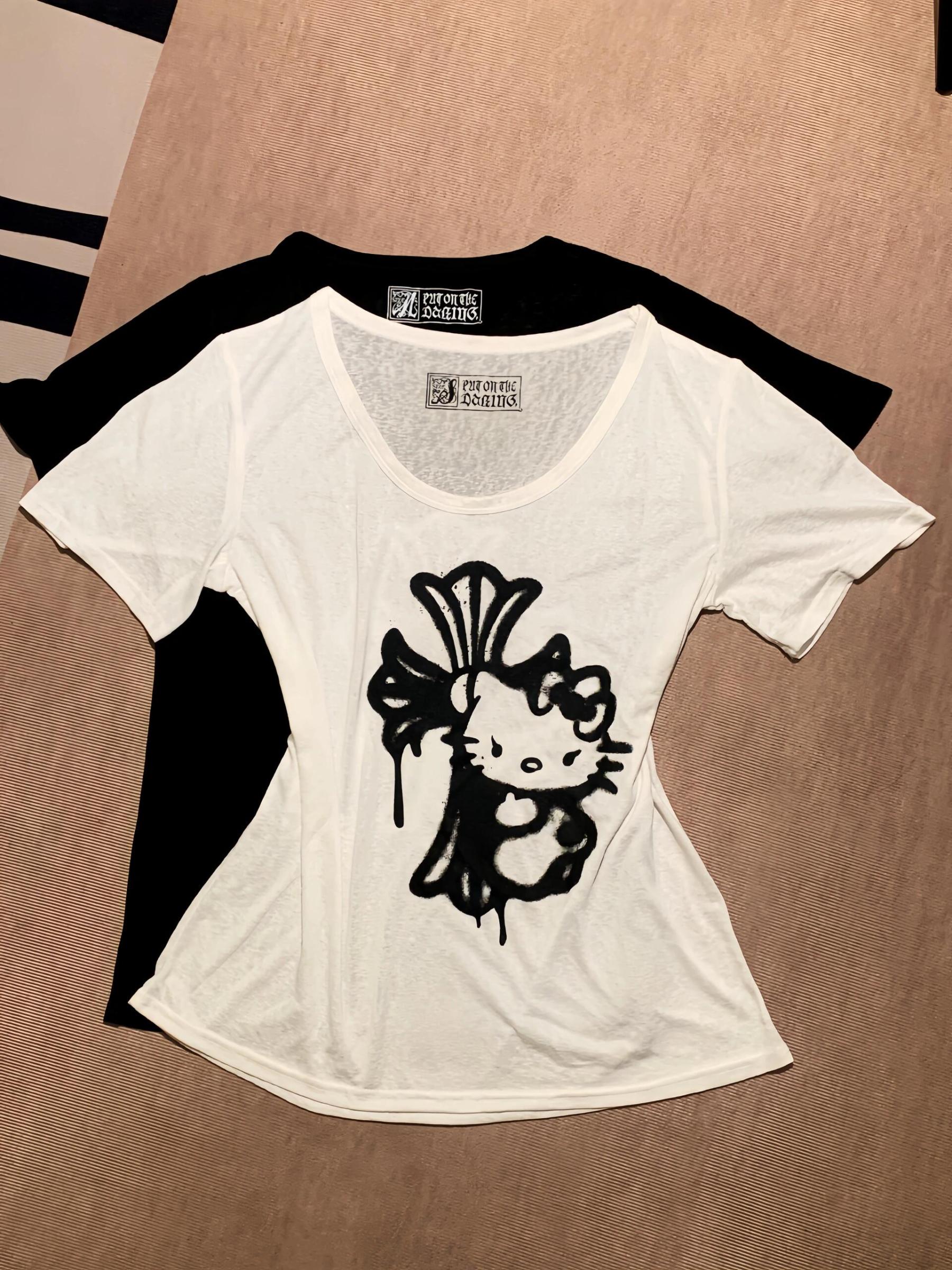 HK Crucifixion Women's Summer Tops - Trendy Short Sleeve Crewneck Tee-cutelalaco
