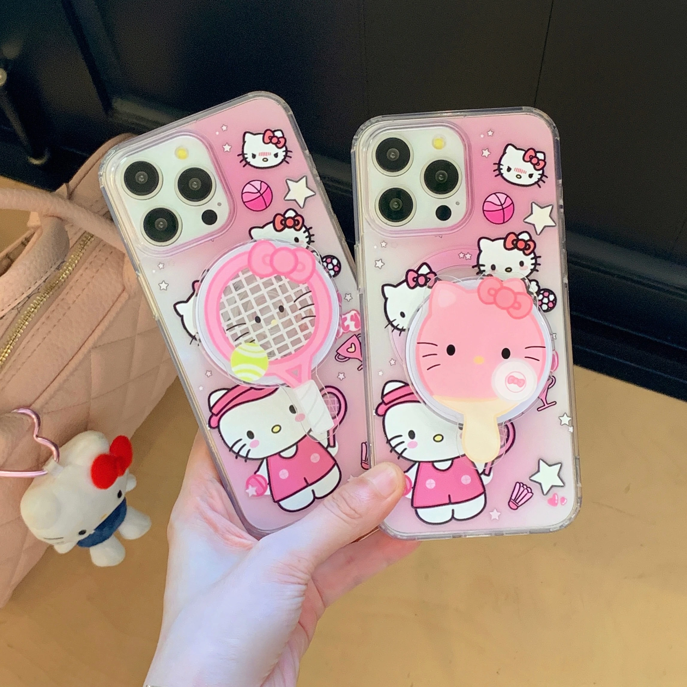 Sporty Hello Kitty Acrylic Magsafe Magnetic Case (MagSafe Magnetic Wobble Phone Stand) 