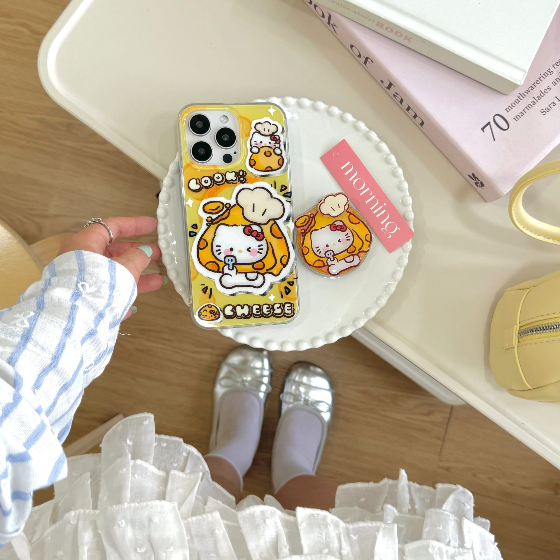 HK Cute Cheese Glossy MagSafe Full-Cover Case (MagSafe Magnetic Wobble Phone Stand) 