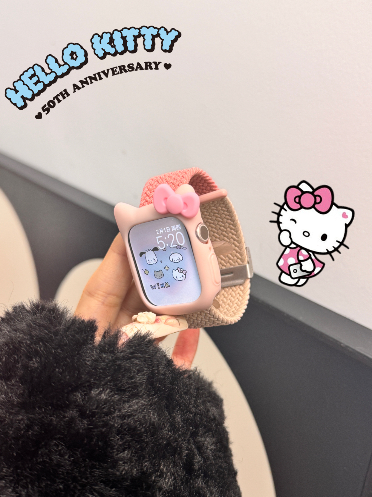 Hello Kitty Apple Watch Nylon Braided Watch Strap - Stylish & Durable Band AP9857