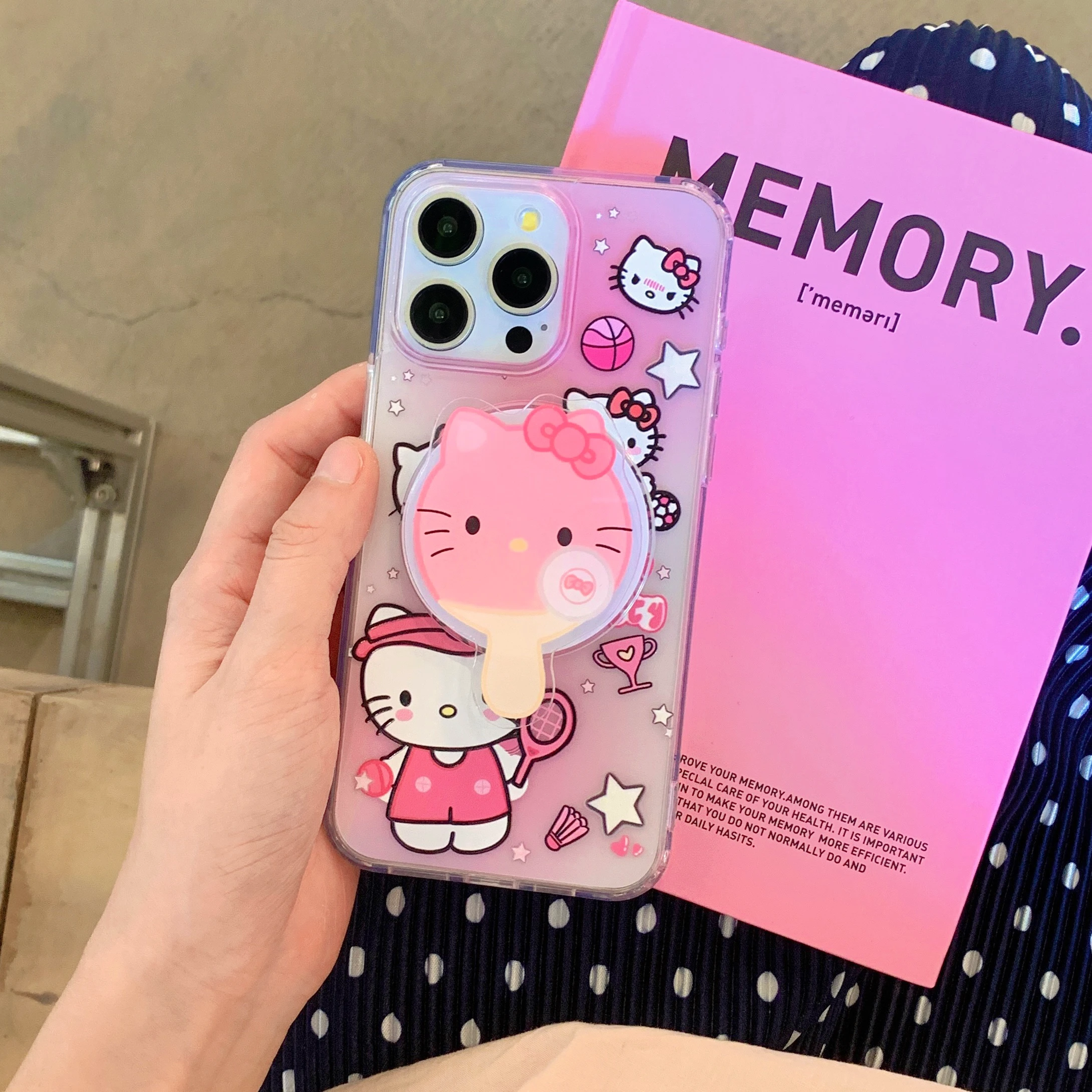Sporty Hello Kitty Acrylic Magsafe Magnetic Case (MagSafe Magnetic Wobble Phone Stand) 