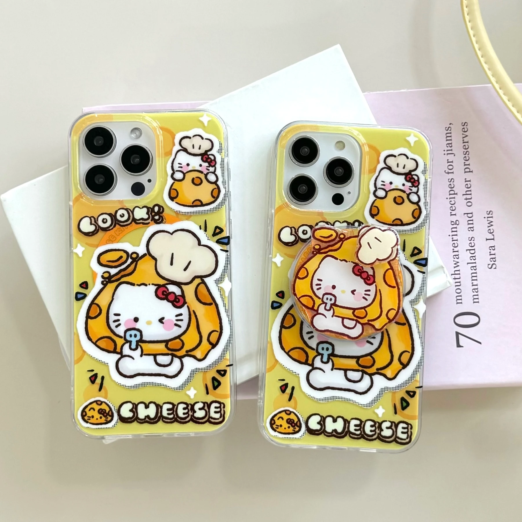 HK Cute Cheese Glossy MagSafe Full-Cover Case (MagSafe Magnetic Wobble Phone Stand) 