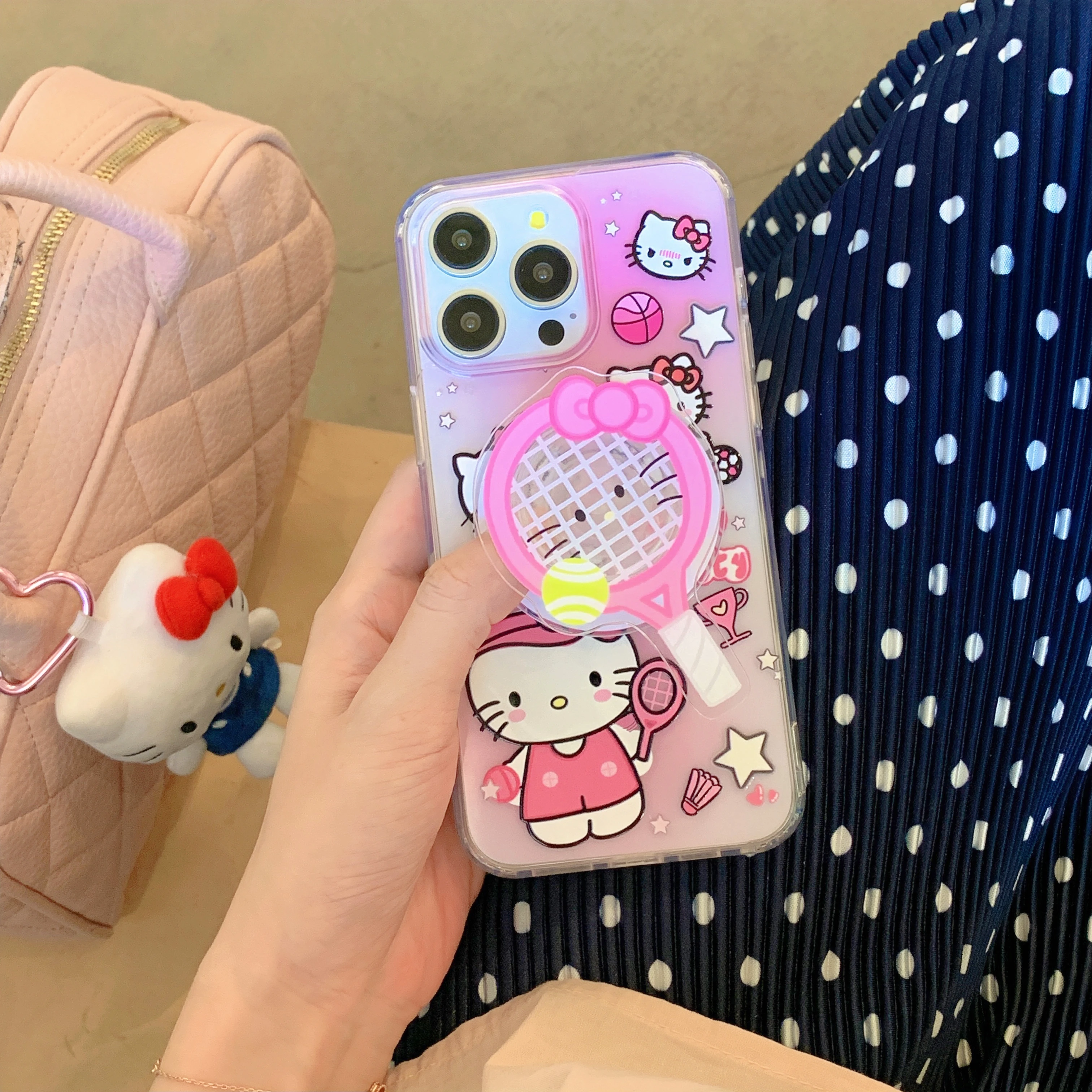 Sporty Hello Kitty Acrylic Magsafe Magnetic Case (MagSafe Magnetic Wobble Phone Stand) 