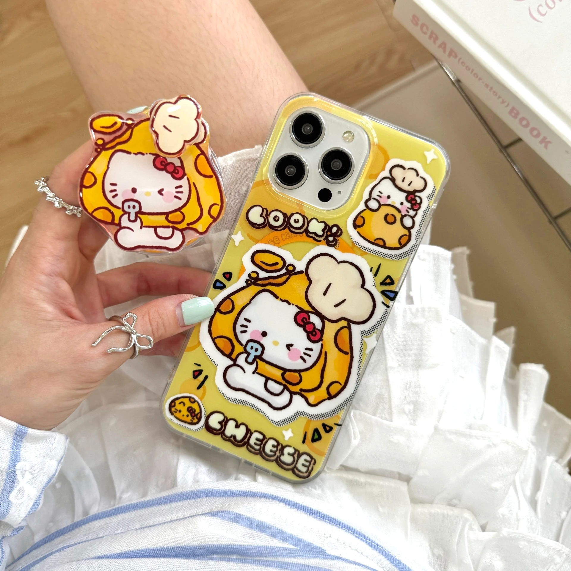 HK Cute Cheese Glossy MagSafe Full-Cover Case (MagSafe Magnetic Wobble Phone Stand) 