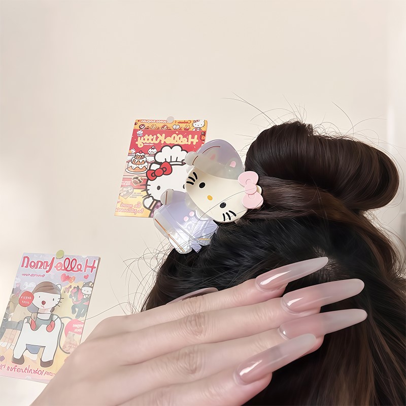 HK Acetate Claw Clip Set - Kawaii Half-Up Hair Claw, Side Hair Clip & Bow Accessories for Women