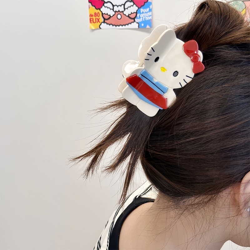 HK Acetate Claw Clip Set - Kawaii Half-Up Hair Claw, Side Hair Clip & Bow Accessories for Women