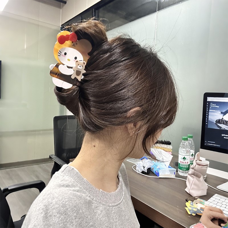 HK Acetate Claw Clip Set - Kawaii Half-Up Hair Claw, Side Hair Clip & Bow Accessories for Women