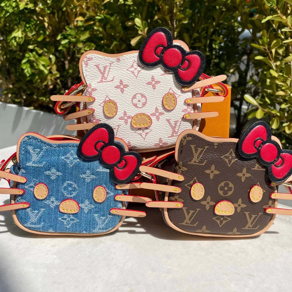 HK Mini Designer-Inspired Handbag, Cute Kitty Bag with Red Bow, Stylish and Compact for Daily Use 01260410