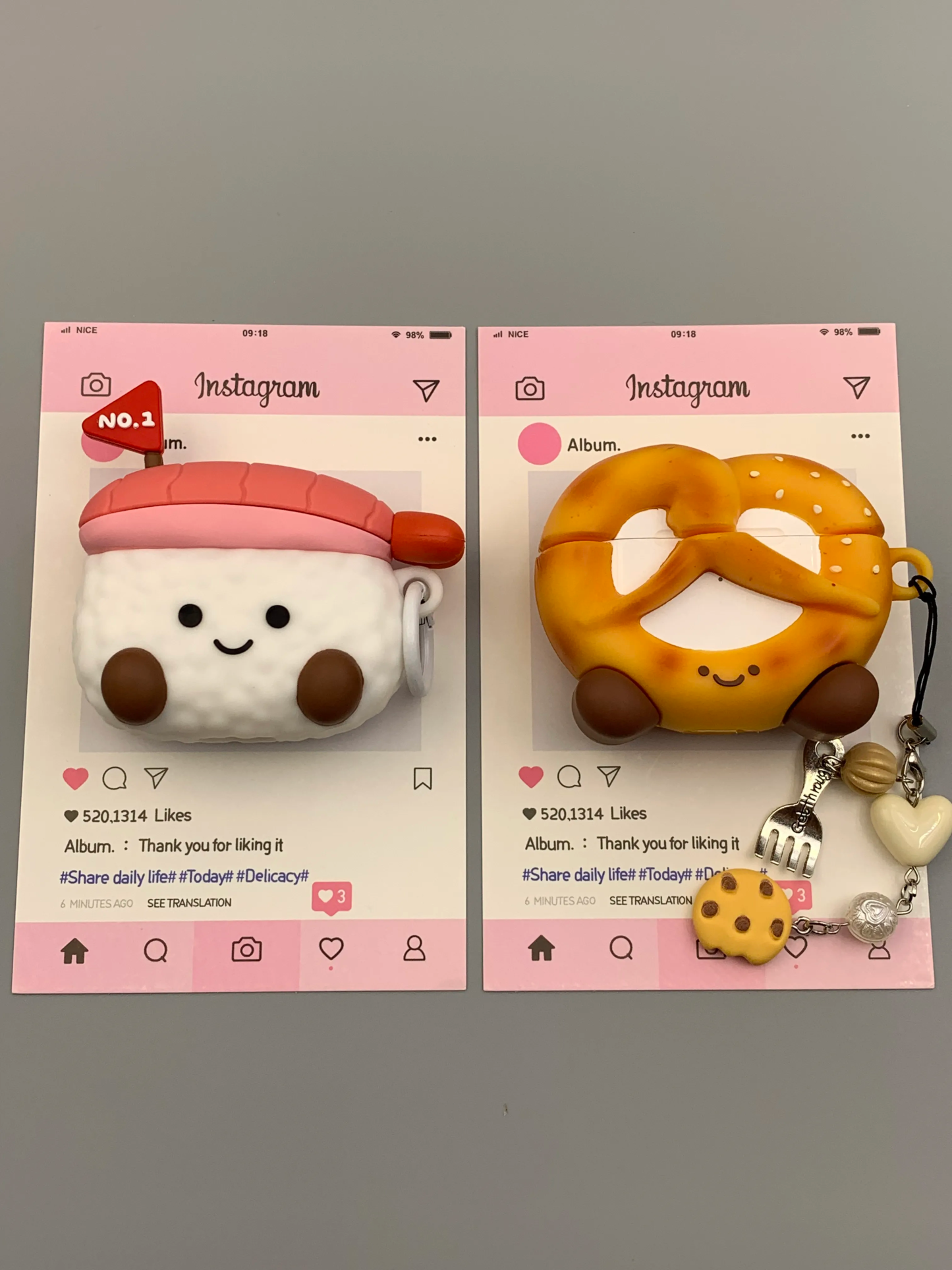 J Cat-inspired Sushi & Pretzel Silicone AirPods Case