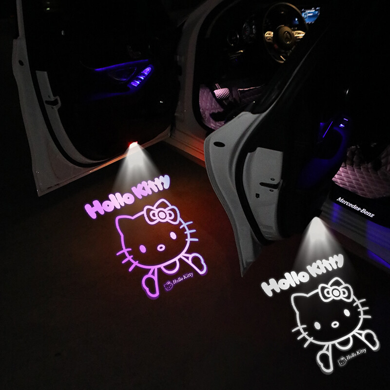HK Car Door Logo Projector Light, Wireless Welcome Lamp with Sensor, Cute Interior Ambient Lighting for All Vehicles