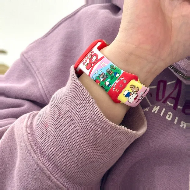 Cute HK Cartoon Silicone Color-Block Band & Case Set for Apple Watch - Durable Kawaii Accessory 02250306
