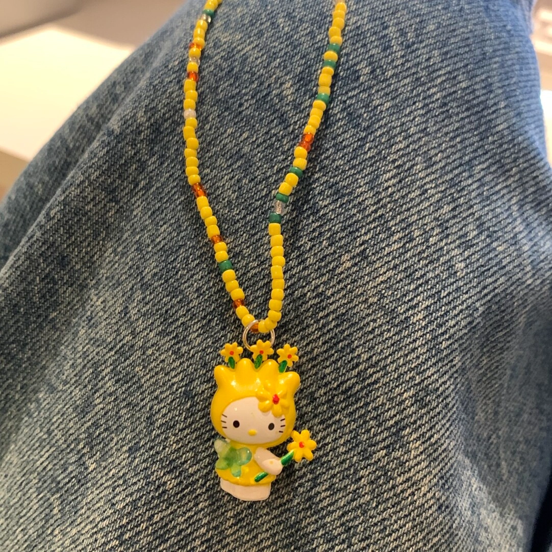 Adjustable HK Beaded Necklace – 40-46cm Length, Artisan Crafted with Unique Character Details 04250211