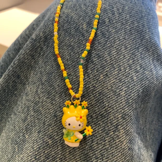 Adjustable HK Beaded Necklace – 40-46cm Length, Artisan Crafted with Unique Character Details 04250211