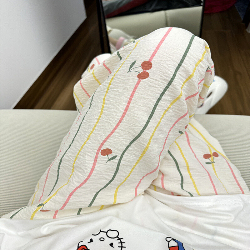 HK Dopamine Sleep Pants - Summer Lightweight Cotton Lounge Pants for Women 02250616