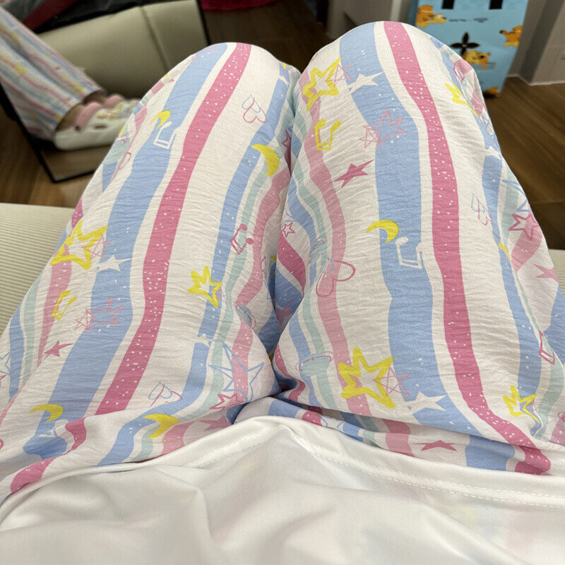 HK Dopamine Sleep Pants - Summer Lightweight Cotton Lounge Pants for Women 02250616