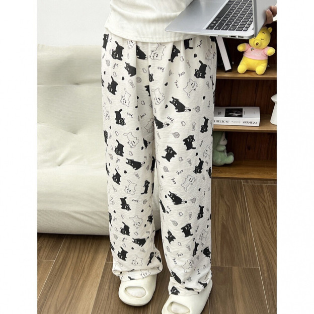 HK Dopamine Sleep Pants - Summer Lightweight Cotton Lounge Pants for Women 02250616