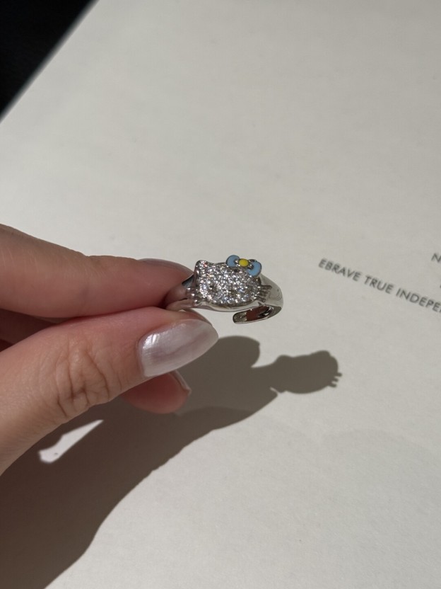 HK Pink Cat Adjustable Ring – Y2K Cartoon Style Open Band Ring in 4 Cute Designs 01250713