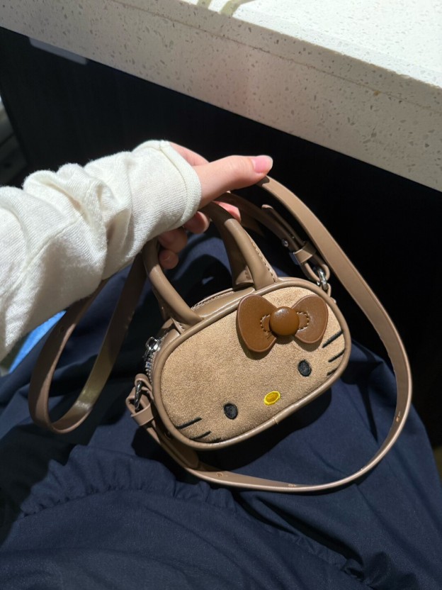 HK Boston Suede Crossbody Bag – Cartoon Style Autumn Shoulder Handbag 02251008