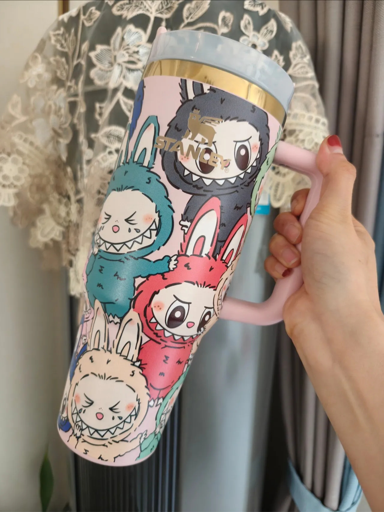 Cartoon Monster Design Stainless Steel Straw Tumbler - 40oz Insulated 01250414