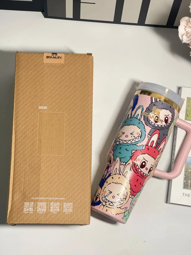 LBB Design Stainless Steel Straw Tumbler - 40oz Insulated Cup for Car, Gym & Office, Thermal Cold/Hot Drink Bottle