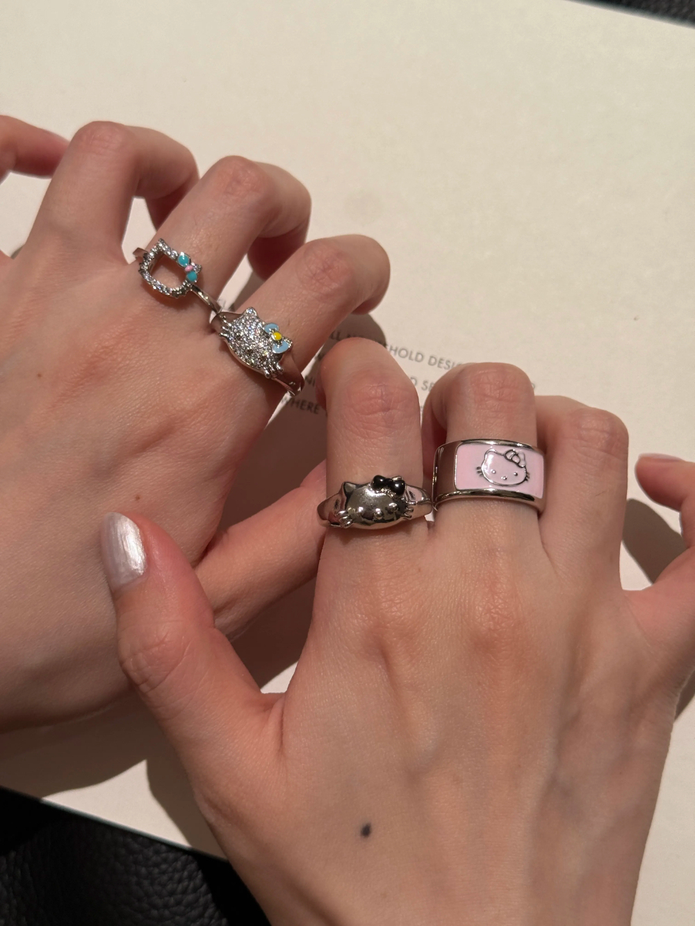 HK Pink Cat Adjustable Ring – Y2K Cartoon Style Open Band Ring in 4 Cute Designs 01250713