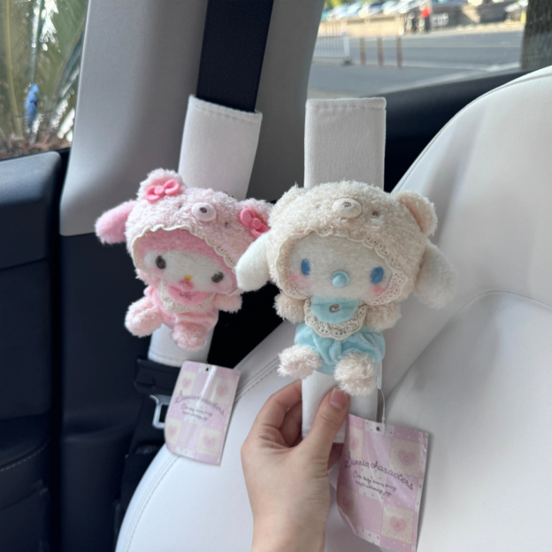 Baby HK Characters Car Seat Belt Shoulder Pad Cover - Handmade Kawaii Plush Shoulder Car Accessories 03250606