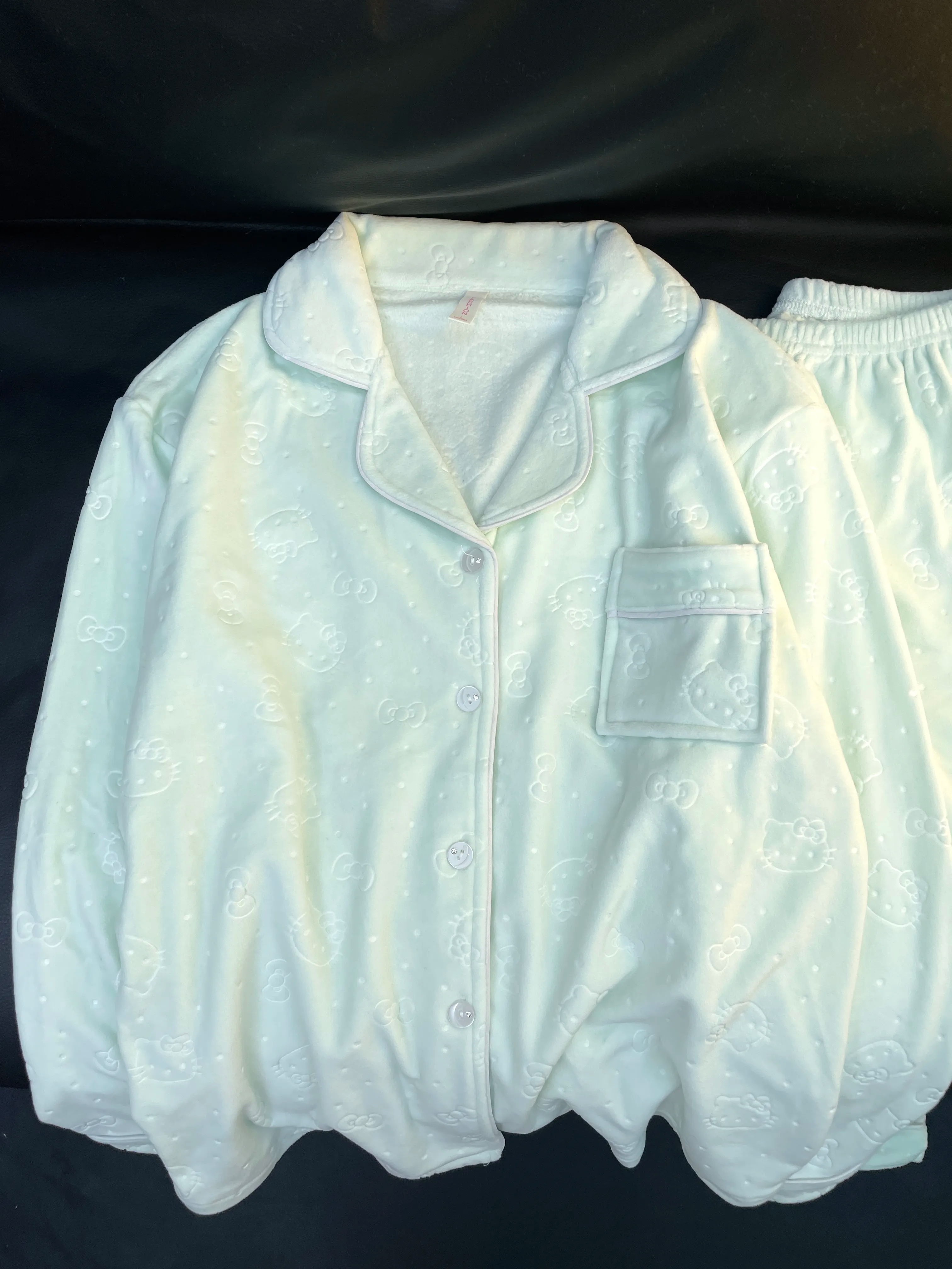 HK Women’s Double-Sided Coral Fleece Thermal Pajama Set Autumn Winter Cozy Loungewear Thickened Warm Long-Sleeve Homewear 01251202