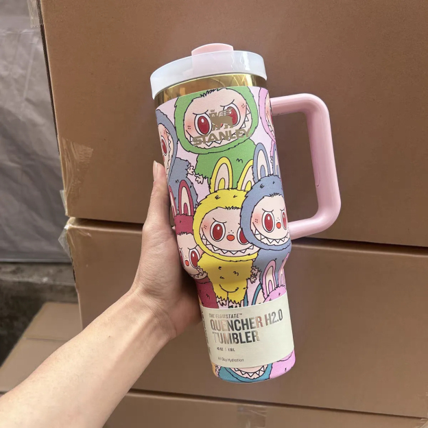 LBB Design Stainless Steel Straw Tumbler - 40oz Insulated Cup for Car, Gym & Office, Thermal Cold/Hot Drink Bottle