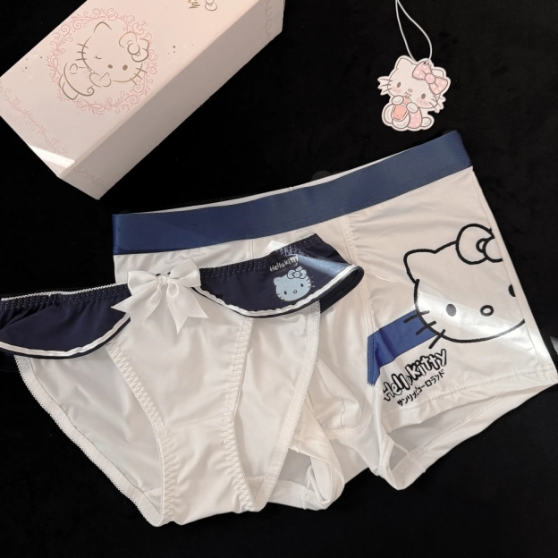 HK Cute Couple Underwear Set, Matching Men Boxer & Women Briefs, Soft Cotton Lingerie Gift Set 01260127