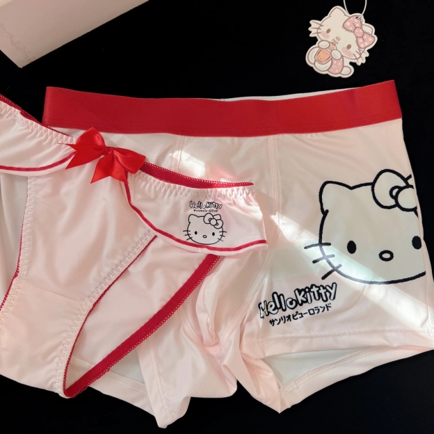 HK Cute Couple Underwear Set, Matching Men Boxer & Women Briefs, Soft Cotton Lingerie Gift Set 01260127
