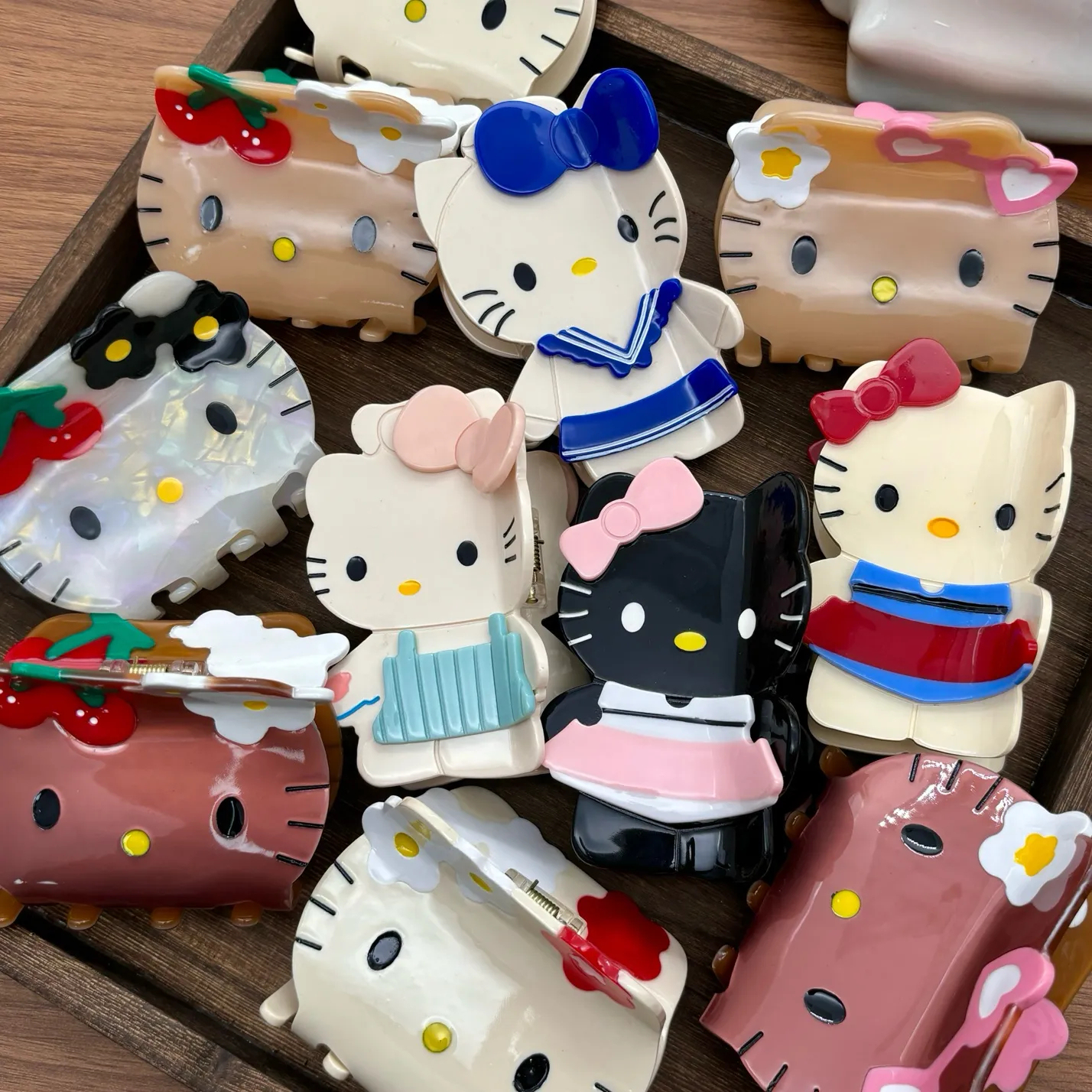 HK Acetate Claw Clip Set - Kawaii Half-Up Hair Claw, Side Hair Clip & Bow Accessories for Women