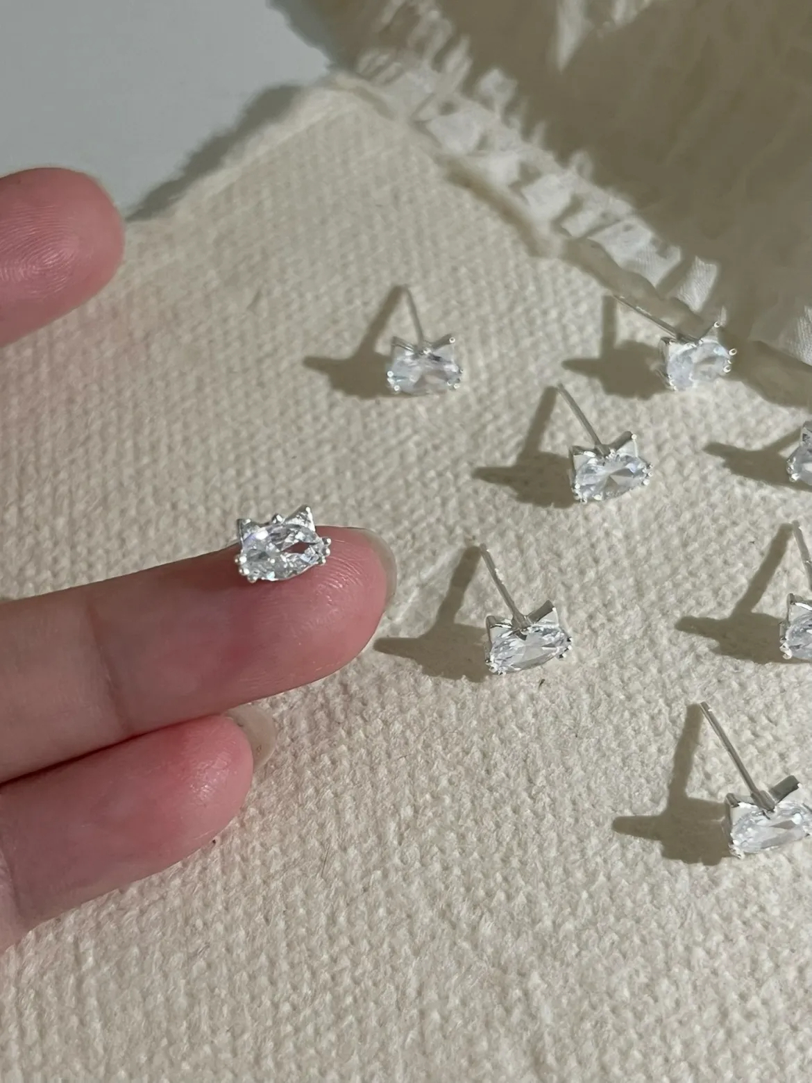  Silver Cat Stud Earrings – Minimalist Sparkling Kitty Ear Jewelry, Dainty & Elegant Gift