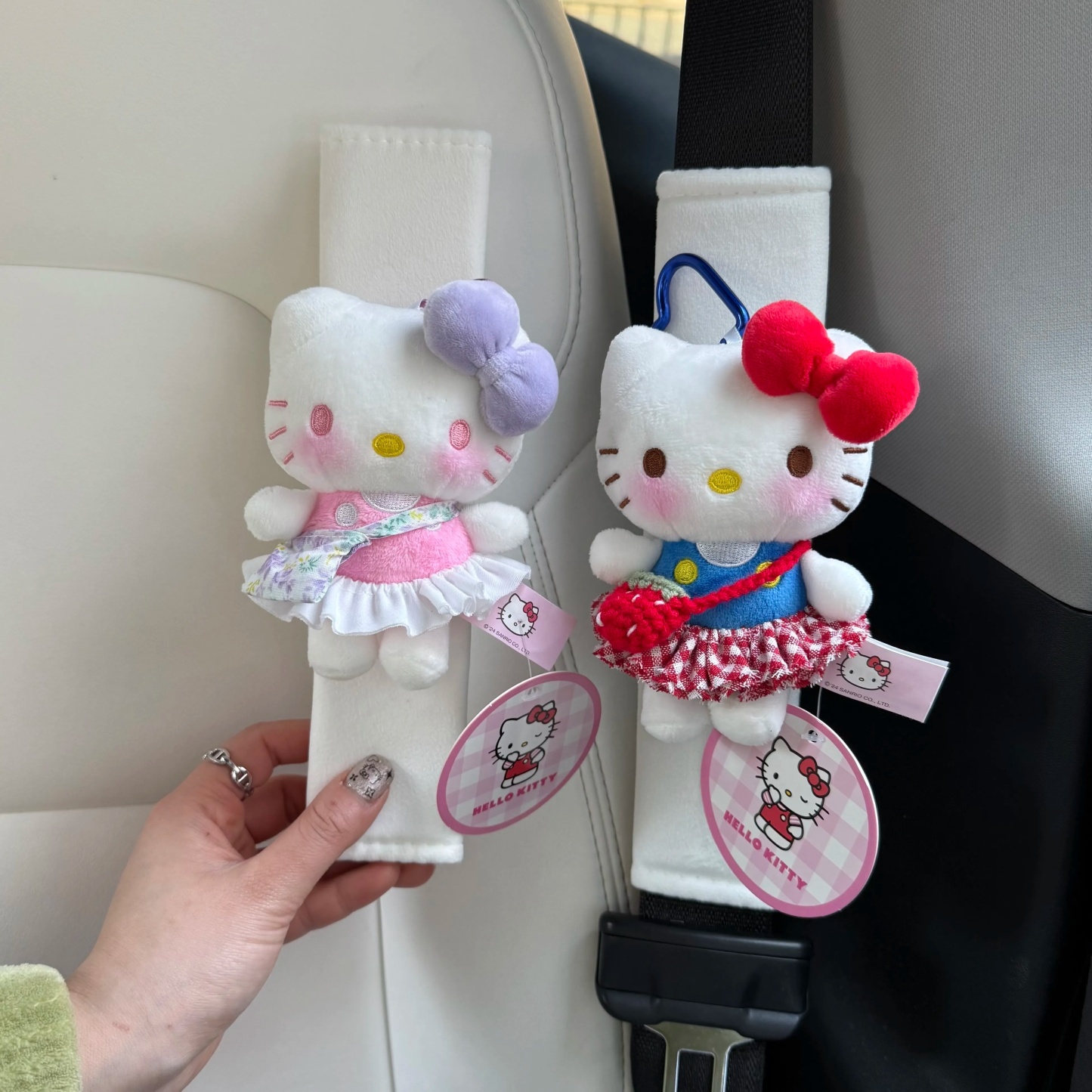Standing Kitty Plush Doll, Car Seat Belt Shoulder Pad, Cute Cartoon Plush Toy, Soft Stuffed Car Interior Decoration Gift